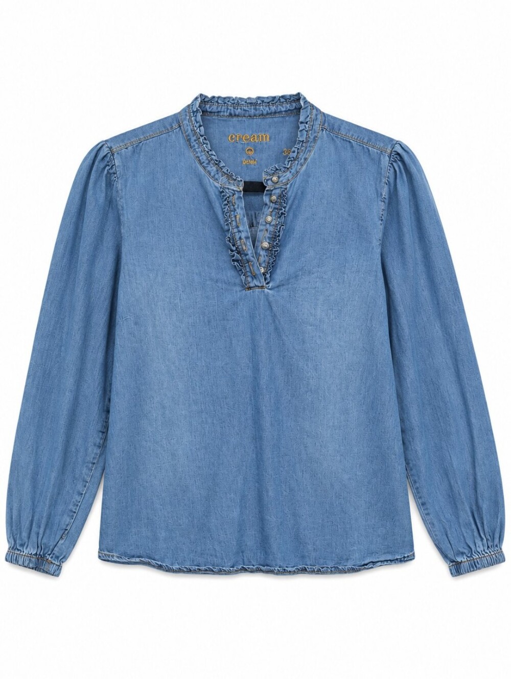 Cream Peasant Blouse - Light Blue